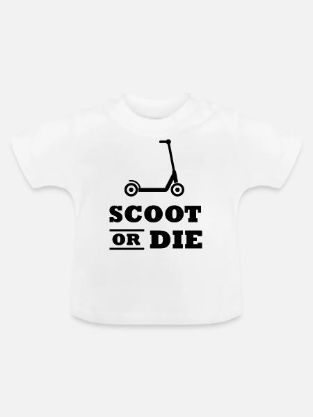E-Scooter E-Roller Scooter - Baby Bio-T-Shirt mit Rundhals - Weiß
