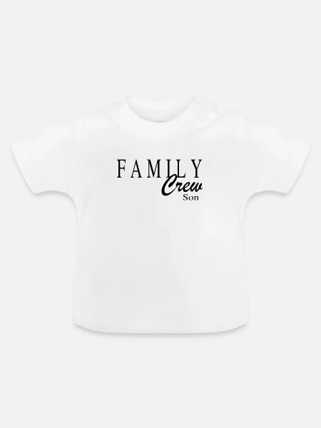 Family Crew Son - Baby Bio-T-Shirt mit Rundhals - Weiß