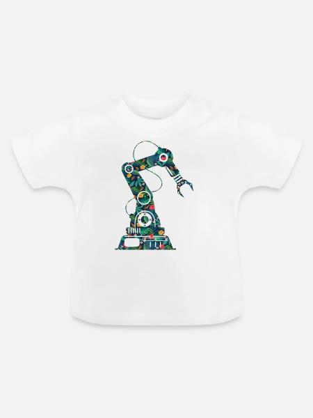 Robot Robotics Engineer Flower - Baby Bio-T-Shirt mit Rundhals - Weiß
