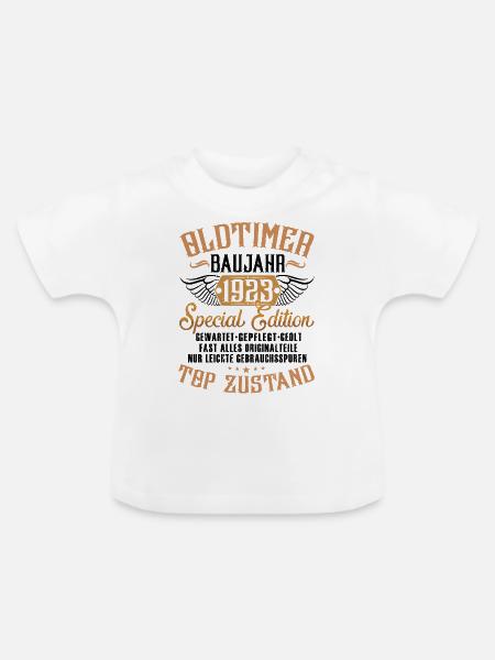 Oldtimer Baujahr 1923 - Baby Bio-T-Shirt mit Rundhals - Weiß