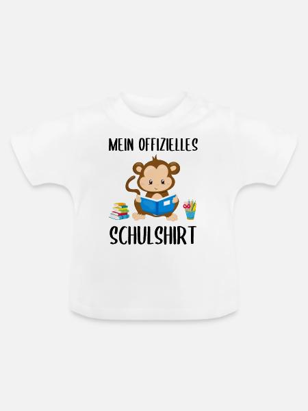 Affe Schulshirt Schulbeginn Schule Geschenk - Baby Bio-T-Shirt mit Rundhals - Weiß