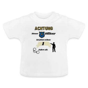 Polizei - 1. Geburtstag, für coole Polizisten - Baby Bio-T-Shirt mit Rundhals - Weiß - Vorne