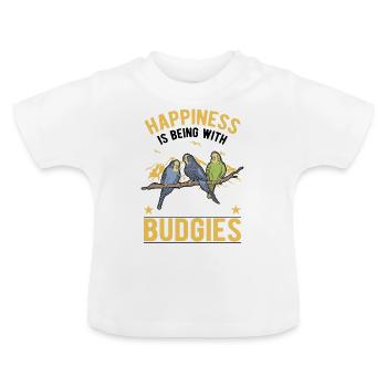 Budgerigar Happiness Welli Perruche Cockatiel - T-shirt bio col rond Bébé - blanc - Devant