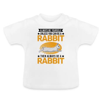 Rabbit Rabbit Rabbit - Baby Organic T-Shirt with Round Neck - white - Front