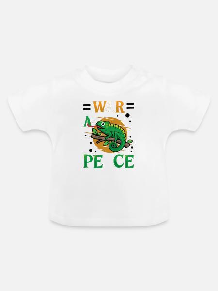 Friedens-Cameleon, Friedensbewegung - Baby Bio-T-Shirt mit Rundhals - Weiß