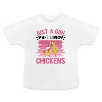 Poulets Fille Fermière Poulet Fermier - T-shirt bio col rond Bébé - blanc - Devant