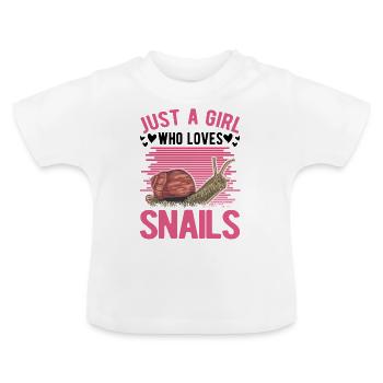 Schnecken Mädchen Snail Girl - Baby Bio-T-Shirt mit Rundhals - Weiß - Vorne