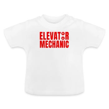 Elevator fitter - Baby Organic T-Shirt with Round Neck - white - Front