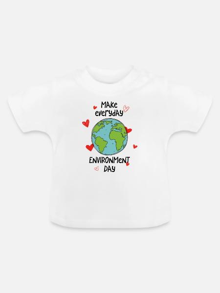 Make everyday environment day - Baby Bio-T-Shirt mit Rundhals - Weiß