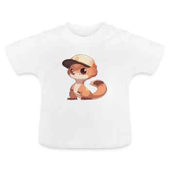 Cute Mongoose - Baby Organic T-Shirt with Round Neck - white - Front