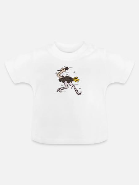 Strauß rennt Laufvogel Savanne - Baby Bio-T-Shirt mit Rundhals - Weiß