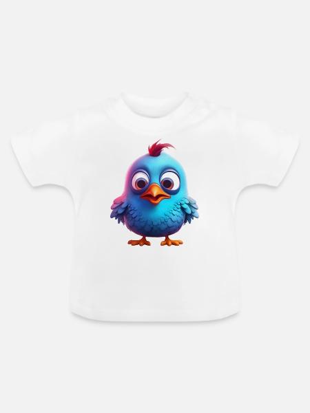 Niedliches Vogelbaby - Baby Bio-T-Shirt mit Rundhals - Weiß