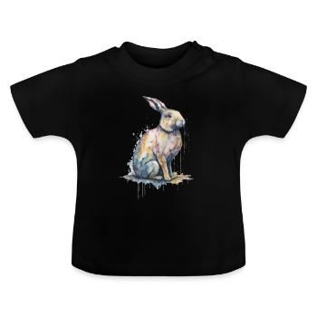 Ein entzückendes Aquarellgemälde eines Kaninchens - Baby Bio-T-Shirt mit Rundhals - Schwarz - Vorne
