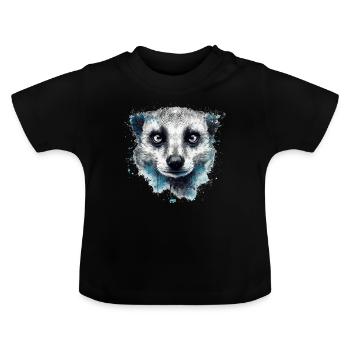 Erdmännchen Geschenk Tier Tiermotiv - Baby Bio-T-Shirt mit Rundhals - Schwarz - Vorne