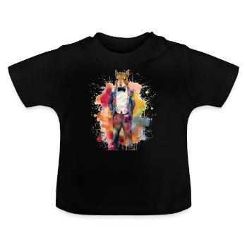 Eichhörnchen Bunt Anzug Geschenk Tier Kunst - Baby Bio-T-Shirt mit Rundhals - Schwarz - Vorne