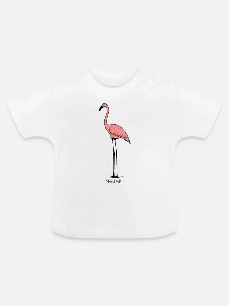 Steh stolz – Flamingo - Baby Bio-T-Shirt mit Rundhals - Weiß