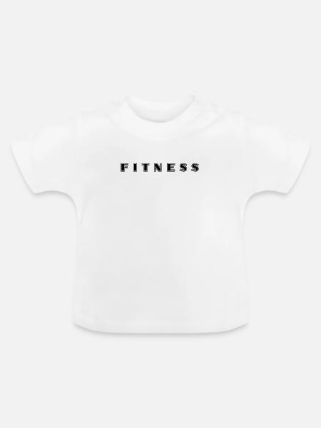 Fitness Schriftzug - Baby Bio-T-Shirt mit Rundhals - Weiß