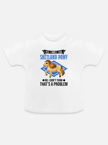 Shetland Pony Geruch Geschenk Shetty - Baby Bio-T-Shirt mit Rundhals - Weiß