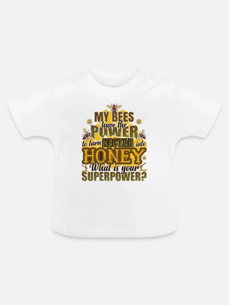 Beekeping Lustig - Baby Bio-T-Shirt mit Rundhals - Weiß