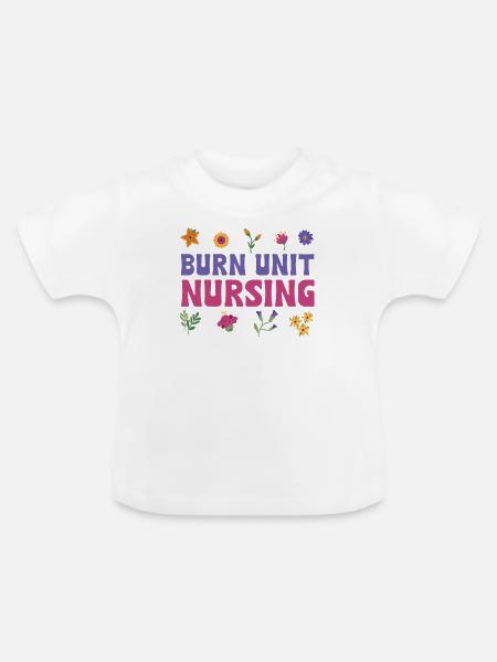 Verbrennungspflegekraft Blumen Design - Baby Bio-T-Shirt mit Rundhals - Weiß