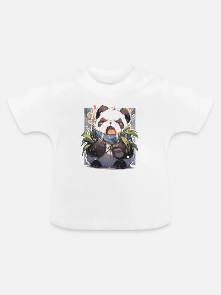 Pandabären - Baby Bio-T-Shirt mit Rundhals - Weiß