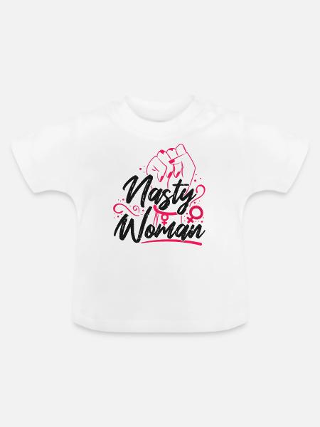 Feminist Nasty Woman - Baby Bio-T-Shirt mit Rundhals - Weiß