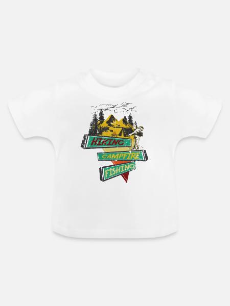 Hiking Campfire Fishing - Baby Bio-T-Shirt mit Rundhals - Weiß