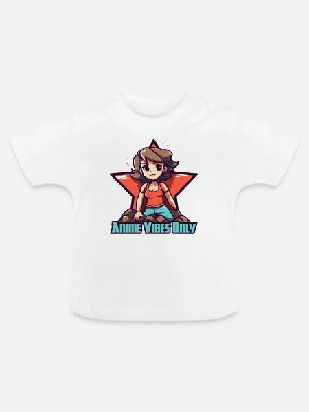 Star-Anime-Mädchen, nur Anime-Vibes - Baby Bio-T-Shirt mit Rundhals - Weiß