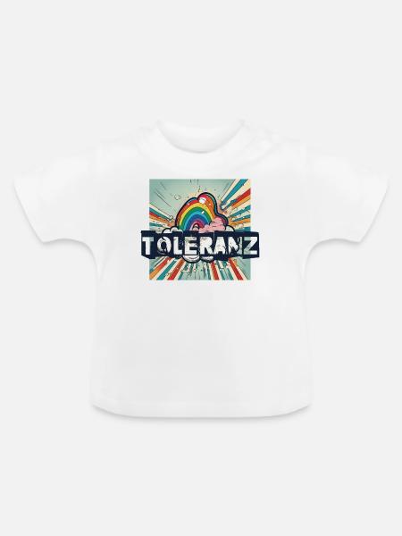 Toleranz Regenbogen Respekt - Baby Bio-T-Shirt mit Rundhals - Weiß