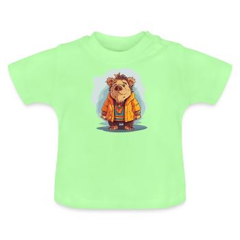 Wild boar - Baby Organic T-Shirt with Round Neck - mint green - Front