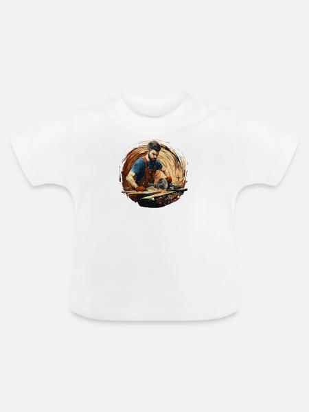 Handwerker Zimmermann-Holzarbeit Zimmerer - Baby Bio-T-Shirt mit Rundhals - Weiß