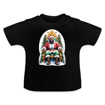 Weihnachtsmann sitzt auf seinem goldenen Thron - Baby Bio-T-Shirt mit Rundhals - Schwarz - Vorne