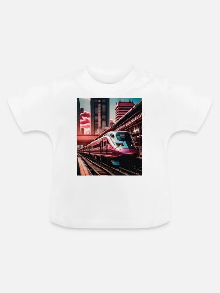 Sonnenuntergang Tokio Japan Zug - Baby Bio-T-Shirt mit Rundhals - Weiß
