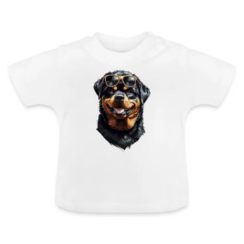 Cool Rottweiler ami chiens de compagnie Design - T-shirt bio col rond Bébé - blanc - Devant