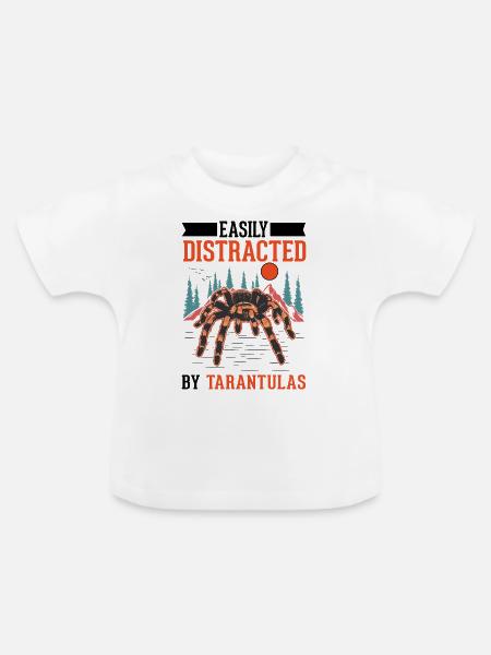 Easily distracted by Tarantulas Tarantel - Baby Bio-T-Shirt mit Rundhals - Weiß