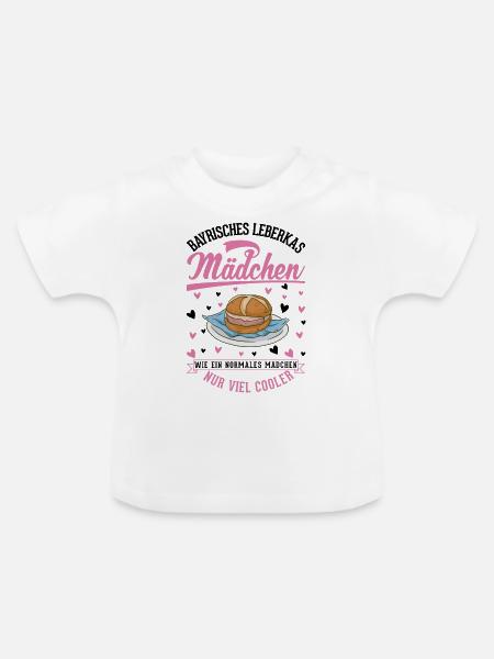 Leberkas Mädchen Leberkäse Fleischkäse - Baby Bio-T-Shirt mit Rundhals - Weiß