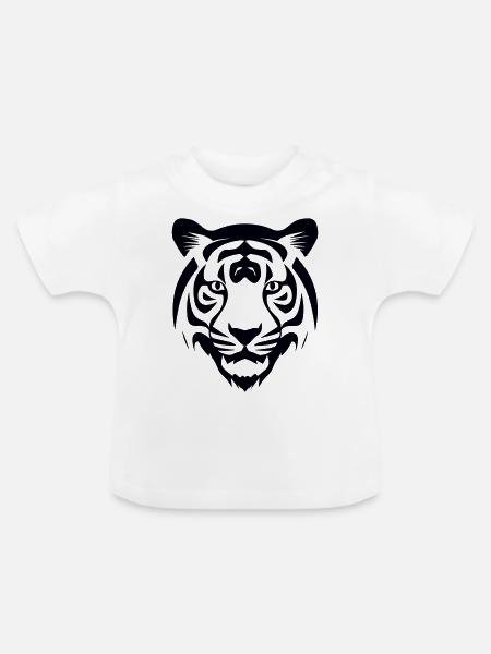 Felin Dschungel-Tigerkopf - Baby Bio-T-Shirt mit Rundhals - Weiß