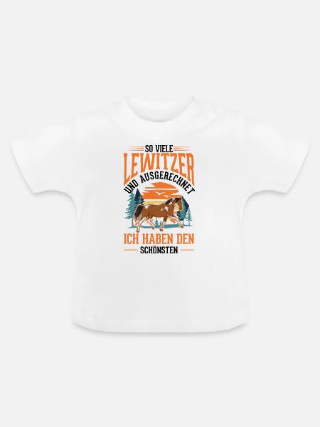 Lewitzer Pferd Reiterin - Baby Bio-T-Shirt mit Rundhals - Weiß