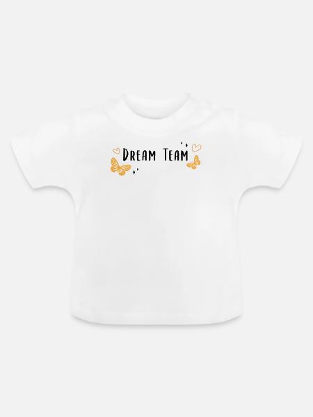 Dream Team Schmetterling Herz - Baby Bio-T-Shirt mit Rundhals - Weiß