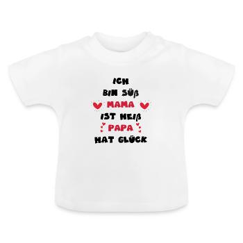 I'm Cute Mom Is Cute Dad Has Lucky Gift - Baby Organic T-Shirt with Round Neck - white - Front