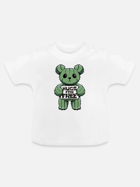 Cactus Hug Bear - Baby Bio-T-Shirt mit Rundhals - Weiß