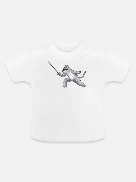 Fechten Katze Fechter degenkämpferfechter - Baby Bio-T-Shirt mit Rundhals - Weiß