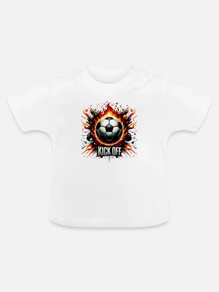 Feuriger Anstoß - Baby Bio-T-Shirt mit Rundhals - Weiß