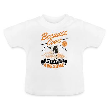 Vache Bovins Éleveur Fermier Vaches Fermières - T-shirt bio col rond Bébé - blanc - Devant