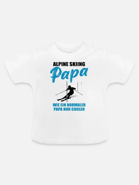 Alpiner Ski-Papa Geschenk - Baby Bio-T-Shirt mit Rundhals - Weiß
