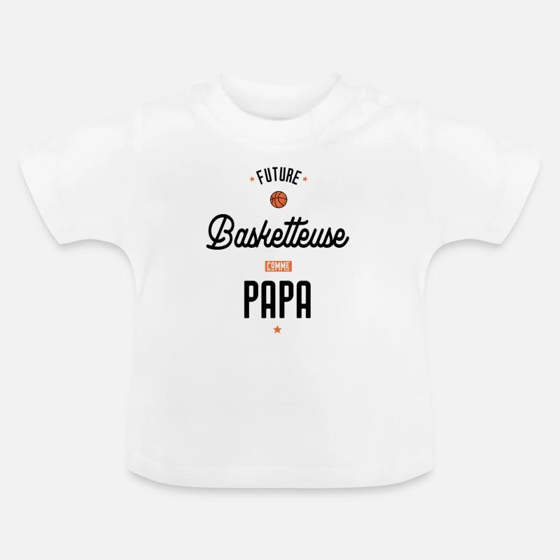 Future basketteuse comme papa - T-shirt bio col rond Bébé - blanc