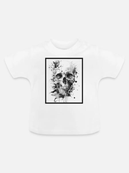 Totenkopf Schädel abstrakte Kunst - Baby Bio-T-Shirt mit Rundhals - Weiß