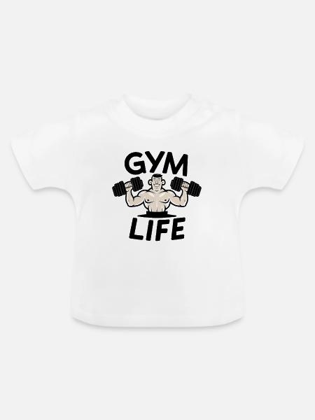LEBEN IM FITNESSSTUDIO - Baby Bio-T-Shirt mit Rundhals - Weiß