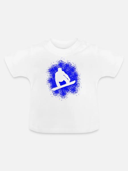 Snowboard Wintersprotler - Baby Bio-T-Shirt mit Rundhals - Weiß