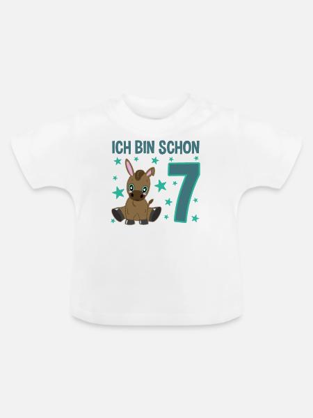 Siebenjährige Partyeselchen Glücksbringer - Baby Bio-T-Shirt mit Rundhals - Weiß